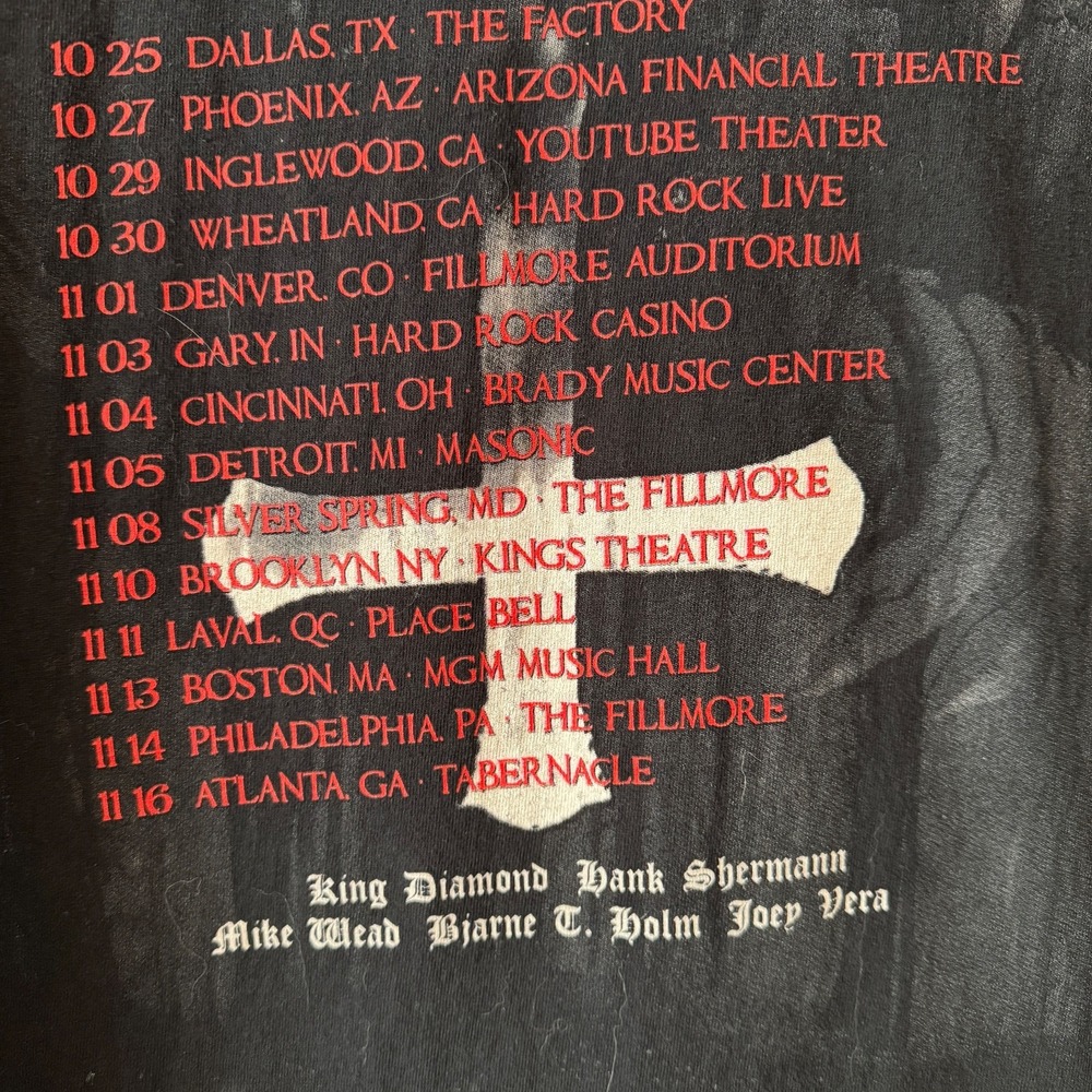 Mercyful Fate In Concert 2022 Tour Band T-shirt Sz Adult L King Diamond 2 Sided - Picture 5 of 6